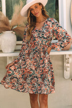Load image into Gallery viewer, Brown Geometric Print Long Sleeve Surplice Flowy Dress | Dresses/Mini Dresses