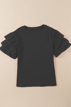 Load image into Gallery viewer, Ruffled Sleeve Top | Round Neck Short Sleeve Blouse