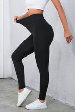 Load image into Gallery viewer, Black Criss Cross Tummy Control High Waist Leggings | Bottoms/Leggings
