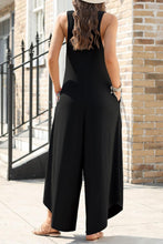 Load image into Gallery viewer, Womens Jumpsuit-Pocketed Scoop Neck Wide Leg Jumpsuit