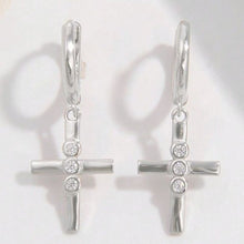 Load image into Gallery viewer, 925 Sterling Silver Zircon Cross Earrings | earrings