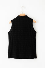 Load image into Gallery viewer, Black Tank Top | Black Lattice Split Neck Tank Top