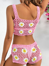Load image into Gallery viewer, Two Piece Beach Cover Up | Pink Flower Cutout