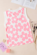 Load image into Gallery viewer, V Neck Tank Top | Pink Cute Flower Knitted Tank
