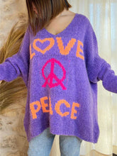 Load image into Gallery viewer, Peace Graphic V-Neck Long Sleeve Sweater