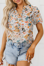 Load image into Gallery viewer, Multicolor Split V Neck Puff Sleeve Flower Print Blouse | Tops/Blouses & Shirts