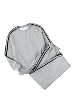 Load image into Gallery viewer, Light Grey Solid Color Side Striped Sweatshirt Active Set