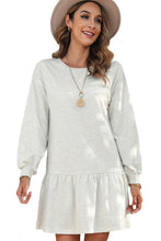 Load image into Gallery viewer, White Solid Color Puff Sleeve Ruffle Hem Mini Dress | Dresses/Mini Dresses