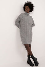 Load image into Gallery viewer, Turtleneck Casual Gray Sweater Dress
