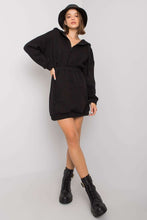Load image into Gallery viewer, Black Hoodie Mini Dress | Kangaroo Pocket