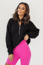 Load image into Gallery viewer, Sporty Oversize Half Zip Sweatshirt