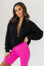 Load image into Gallery viewer, Sporty Oversize Half Zip Sweatshirt