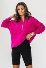 Load image into Gallery viewer, Sporty Oversize Half Zip Sweatshirt
