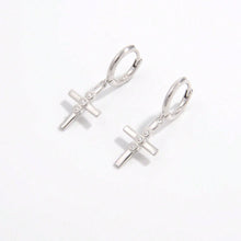 Load image into Gallery viewer, 925 Sterling Silver Zircon Cross Earrings | earrings