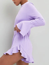 Load image into Gallery viewer, Top & Ruffled Shorts Set Loungewear