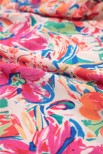 Load image into Gallery viewer, Ruffled Printed Tie Neck Cap Sleeve Blouse