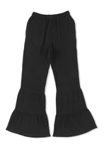 Load image into Gallery viewer, Black Textured High Waist Ruffled Bell Bottom Pants | Bottoms/Pants & Culotte