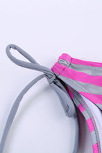 Load image into Gallery viewer, Light Gray Tankini with Stripes Patchwork | Swimwear/Tankinis