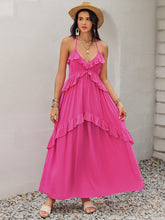 Load image into Gallery viewer, Pink Maxi Dress | Ruffled Halter Neck Sleeveless Dress