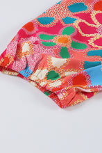 Load image into Gallery viewer, Pink Boho Flower Print Puff Sleeve Peplum Top | Tops/Tops & Tees