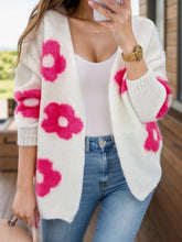 Load image into Gallery viewer, Flower Cardigan | Open Front Long Sleeve Sweater