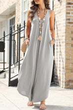 Load image into Gallery viewer, Womens Jumpsuit-Pocketed Scoop Neck Wide Leg Jumpsuit