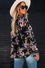 Load image into Gallery viewer, Black Wildflower Print Chiffon Blouse | Tops/Blouses & Shirts