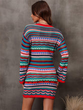 Load image into Gallery viewer, Sweater Dress | Multicolored Stripe Dropped Shoulder