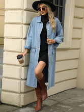 Load image into Gallery viewer, Pocketed Collared Neck Denim Jacket