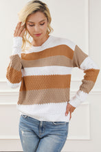 Load image into Gallery viewer, Chestnut Striped Cable Knit Drop Shoulder Sweater | Tops/Sweaters & Cardigans