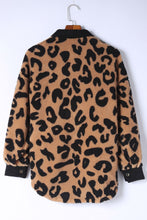 Load image into Gallery viewer, Black Contrast Trimmed Leopard Teddy Shacket | Outerwear/Jackets