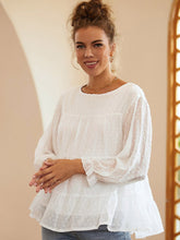 Load image into Gallery viewer, Swiss Dot Blouse | Ruffled Round Neck Long Sleeve Top