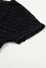 Load image into Gallery viewer, Drawstring Shorts Set | Black Frill Short Sleeve Top and Shorts