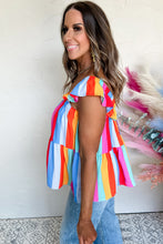 Load image into Gallery viewer, Red Stripe Ruffled Straps Babydoll Tank Top | Tops/Tank Tops