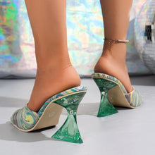 Load image into Gallery viewer, Contrast Peep Toe Mid Heel Sandals