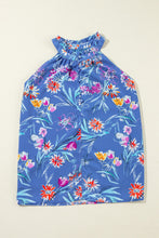 Load image into Gallery viewer, Green Floral Print Top | Frill Printed Grecian Tank