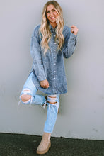 Load image into Gallery viewer, Sky Blue Vintage Washed Chest Pocket Denim Shirt