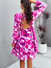 Load image into Gallery viewer, Backless Print Dress | V-Neck Flounce Sleeve Dress