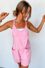 Load image into Gallery viewer, Pink Sleeveless Pocketed V Neck Jersey Romper | Bottoms/Jumpsuits & Rompers