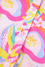 Load image into Gallery viewer, Floral Print Dress | Pink Abstract Flutter Sleeve Buttoned Dress