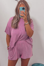 Load image into Gallery viewer, Phalaenopsis Ribbed Textured Knit Loose Fit Tee and Shorts Set | Two Piece Sets/Short Sets