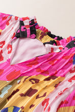 Load image into Gallery viewer, Rose Leopard Patchwork Print Pleated Blouse | Tops/Blouses & Shirts
