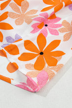 Load image into Gallery viewer, Orange Ruffled Sleeve Smocked Floral Top | Tops/Blouses & Shirts