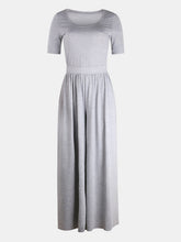 Load image into Gallery viewer, Womens Jumpsuit | Scoop Neck Short Sleeve Jumpsuit | jumpsuit