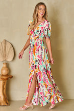 Load image into Gallery viewer, Pink Boho Tie-dye Print V Neck Maxi Dress | Dresses/Maxi Dresses