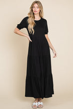 Load image into Gallery viewer, Simple Black Tiered Maxi Dress