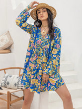 Load image into Gallery viewer, Mini Dress | Printed V-Neck Balloon Sleeve Dress