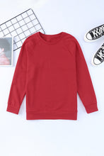 Load image into Gallery viewer, Fiery Red Solid Round Neck Raglan Sleeve Sweatshirt | Tops/Sweatshirts & Hoodies