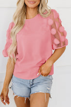 Load image into Gallery viewer, Half Sleeve Blouse | Dusty Pink Contrast Applique Mesh Top