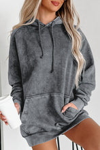Load image into Gallery viewer, Gray Mineral Wash Kangaroo Pocket Drawstring Pullover Hoodie | Tops/Sweatshirts & Hoodies